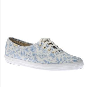 Rifle Paper Co. + Keds Cream and Blue Avery Floral Sneakers